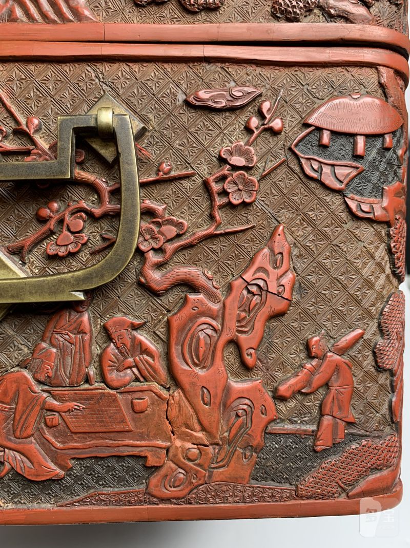 明 “黄成造”款剔红郭子仪祝寿图箱 - 图24